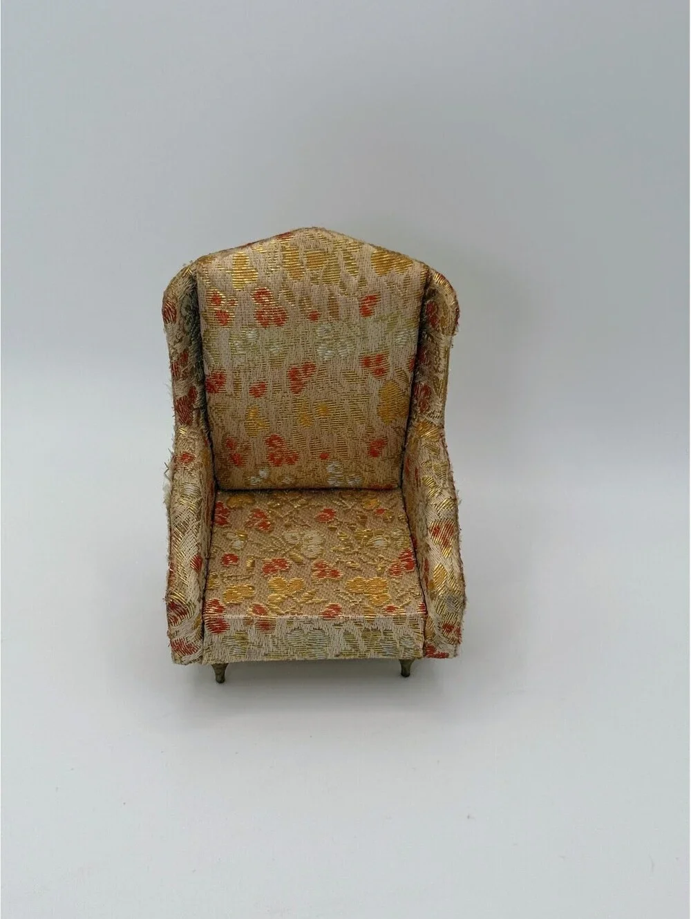 1:12 Scale Vintage Ideal Petite Princess Dollhouse Wingback Chair Gold 1960s